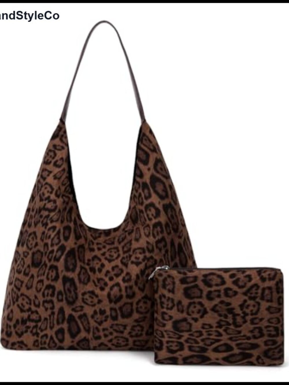 Faux Suede Hobo Tote Bag Large Capacity Animal Print Shoulder Bag
